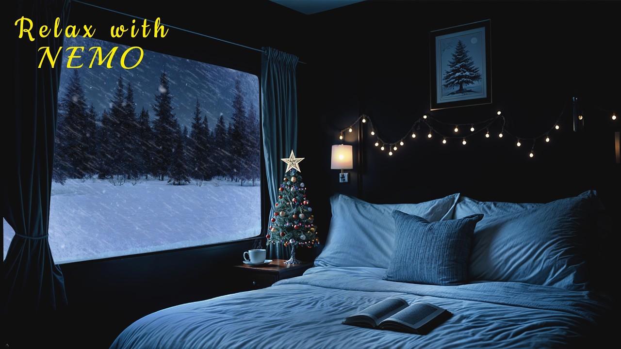 Cozy Train Ride on Christmas Night During Icy Snowstorm 🚂 Dimly Lit Sleeper Train Ambience for Sleep
