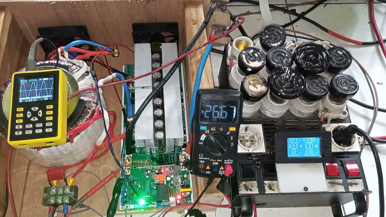 2601287ABETX9S  Test uji voltage & beban inverter low frekuensi 2kW 24V siap pakai