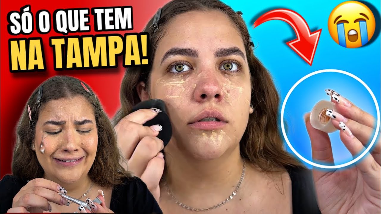 MAQUIAGEM COM SÓ O QUE TEM NA TAMPA!!