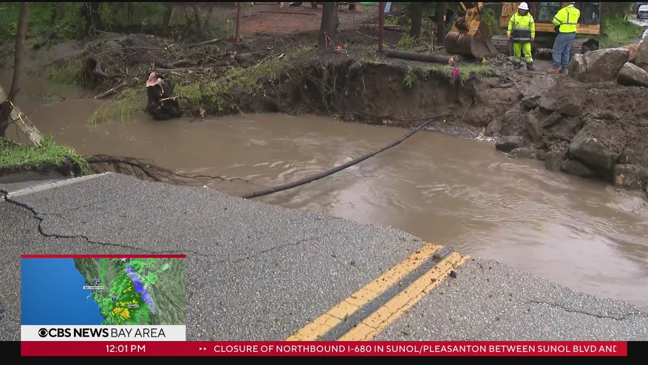 Atmospheric river:  Bates Creek overflows, wiping out road, stranding Soquel residents