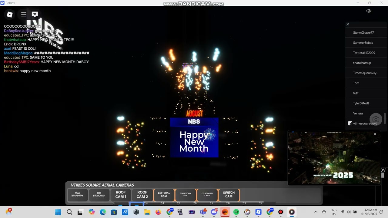 ROBLOX | VTimes Square August 2025 Monthly Ball Drop: 1 Hour To Go Countdown and Ball Rise