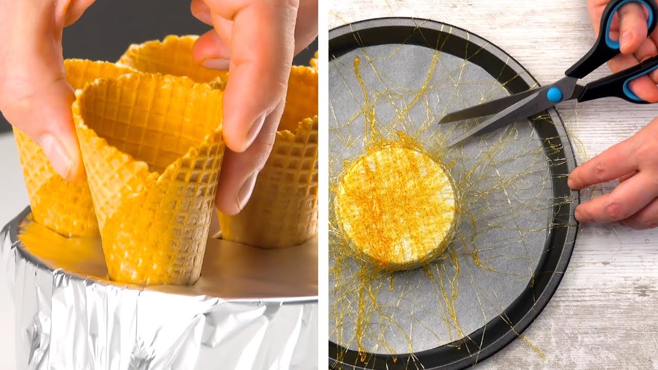 Wrap Waffle Cones In Tin Foil & Fill Them With Batter | 6 Spectacular Caramel Desserts
