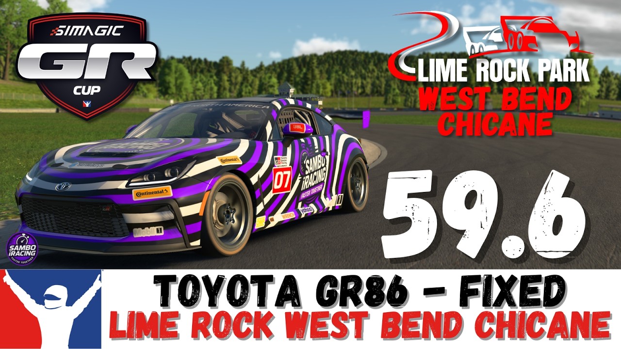 iRacing GR86 Lime Rock Park West Bend Guide 59.6 Toyota GR86 Lime Rock West Bend Chicane Track Guide
