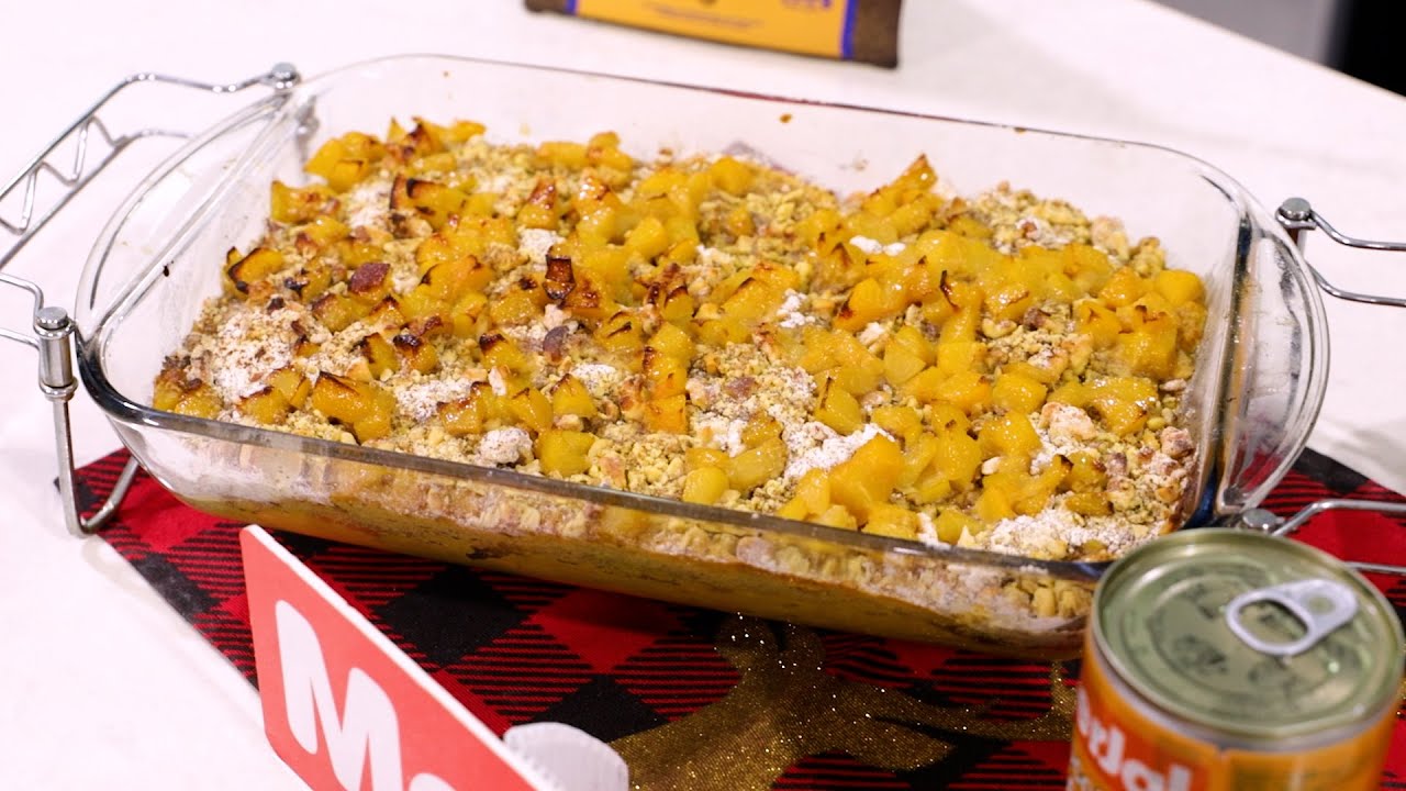 Soufflé de Camote con Melocotones