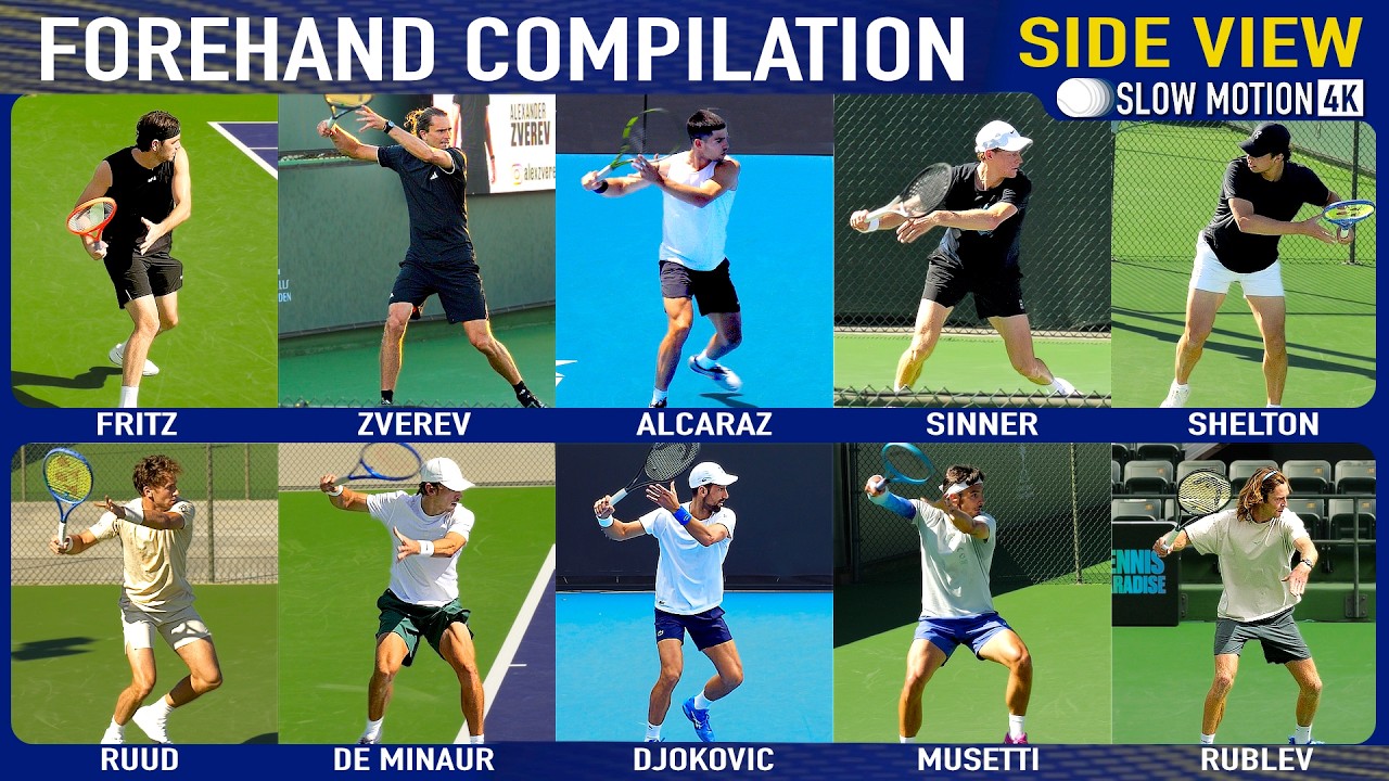 So Different! Forehand Slow-mo Side View [Alcaraz Djokovic Sinner & More]