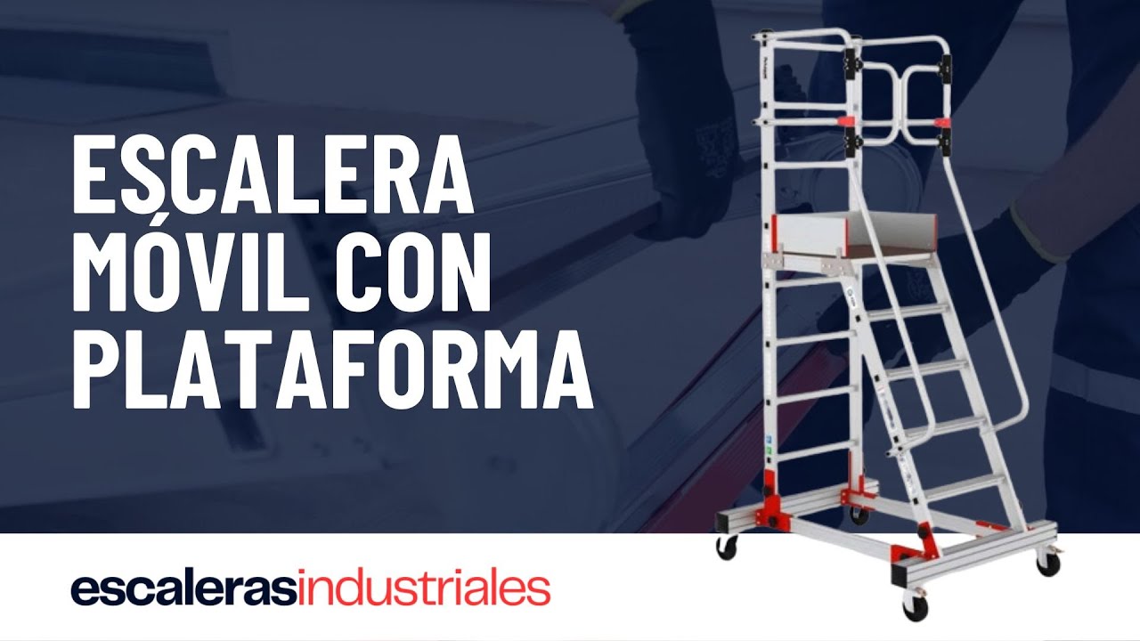 ✅ Escalera móvil con plataforma FIX | Escaleras Industriales