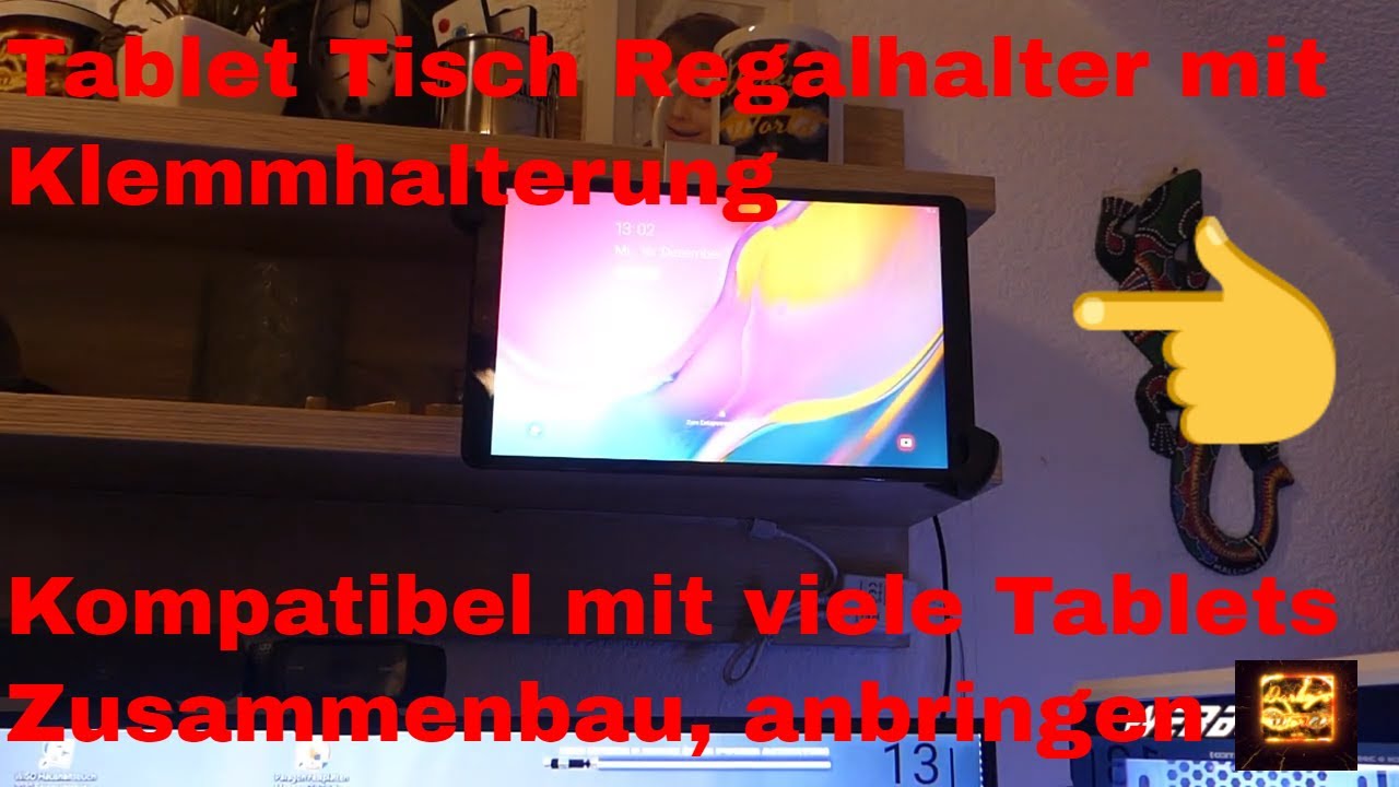 Tablet Tisch Regalhalter mit Klemmhalterung Kompatibel mit viele Tablets Zusammenbau, anbringen