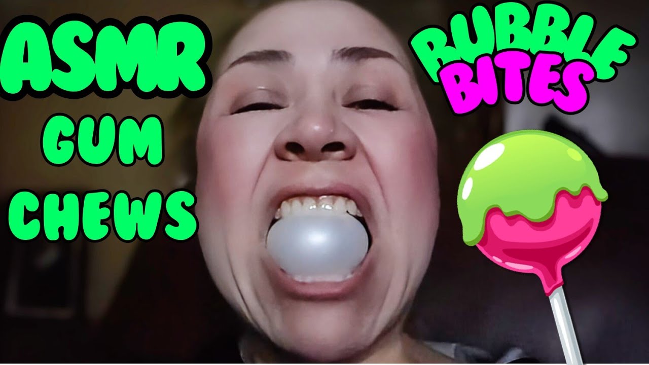 ASMR Blowing Bubblegum Bubbles Sucking Back In Bubble Bites Cracking Gum Chewing Sounds - No Talking