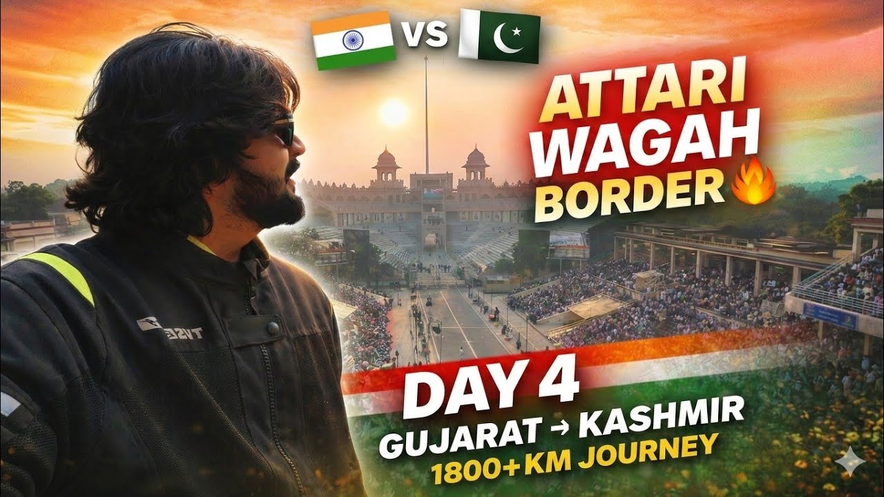 Attari Wagah Border LIVE 🔥 | India vs Pakistan Ceremony | 1800+ KM Bike Journey Day 4