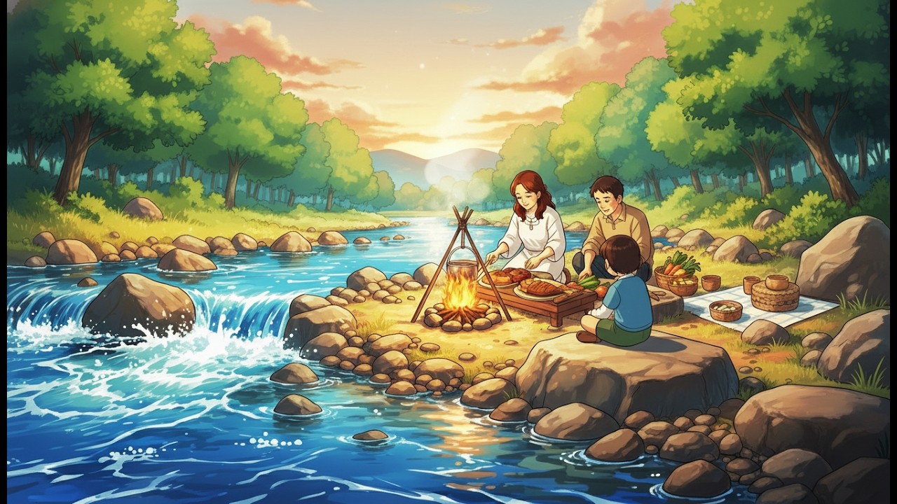 Lakeside Life Grilled Mountain Fish & Homemade Wild Berry Pie I Ghibli Style I ASMR