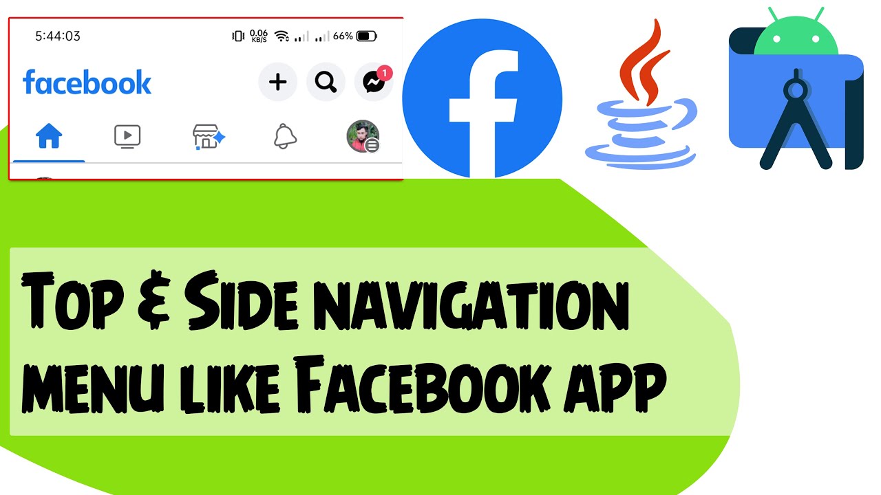 Top & Side navigation menu like Facebook app | Android Studio