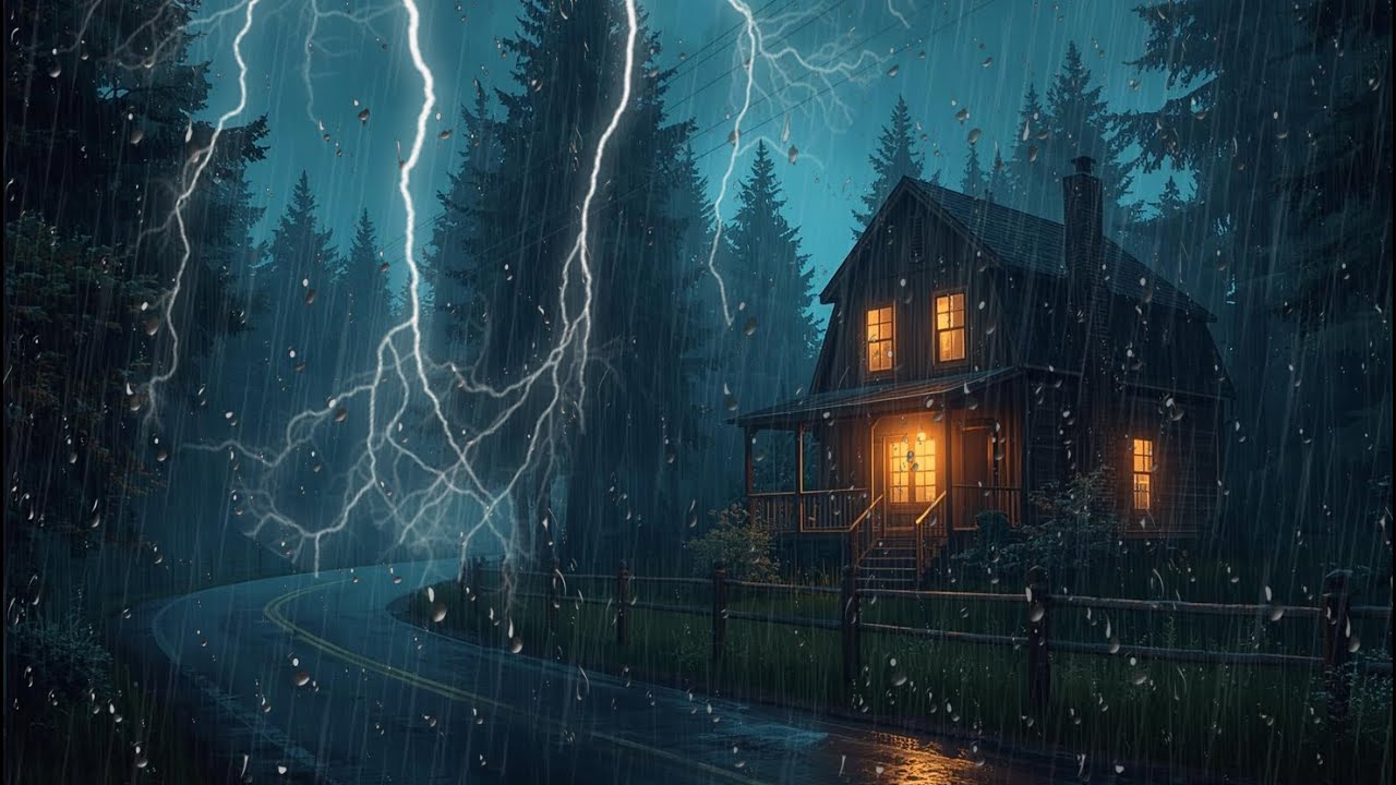 Release Stress and Sleep Deeply 😴 Heavy Rain & Thunder Sounds at Night relieve insomnia