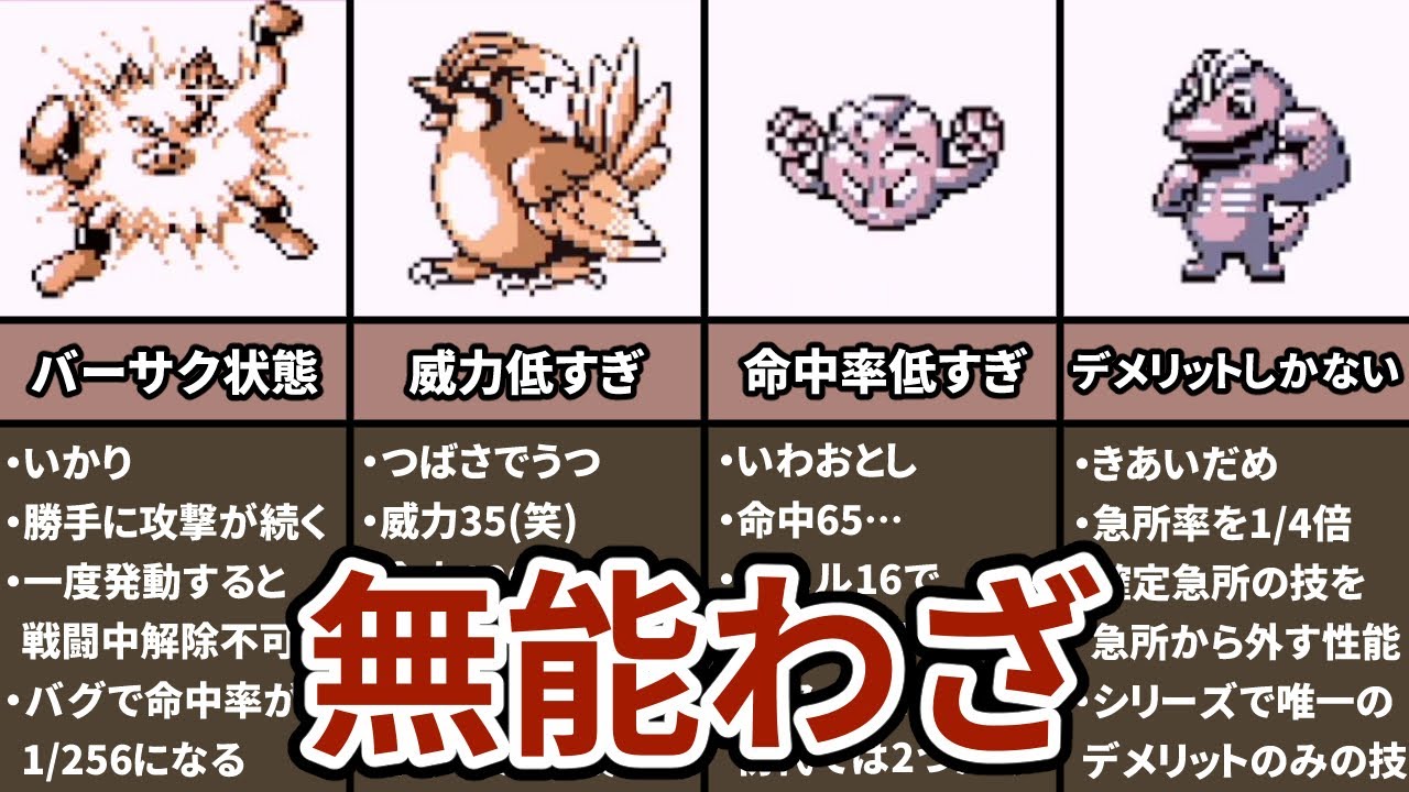 初代ポケモンの無能わざランキング TOP5