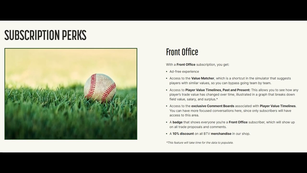 Subscription Tiers | Baseball Trade Values Tutorial