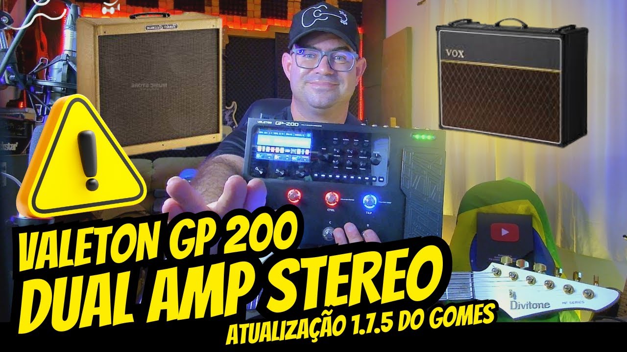 VALETON GP200 - COMO TOCAR COM DUAL AMP STEREO - ATUALIZAÇÃO 1.7.5 DO GOMES! KKKK