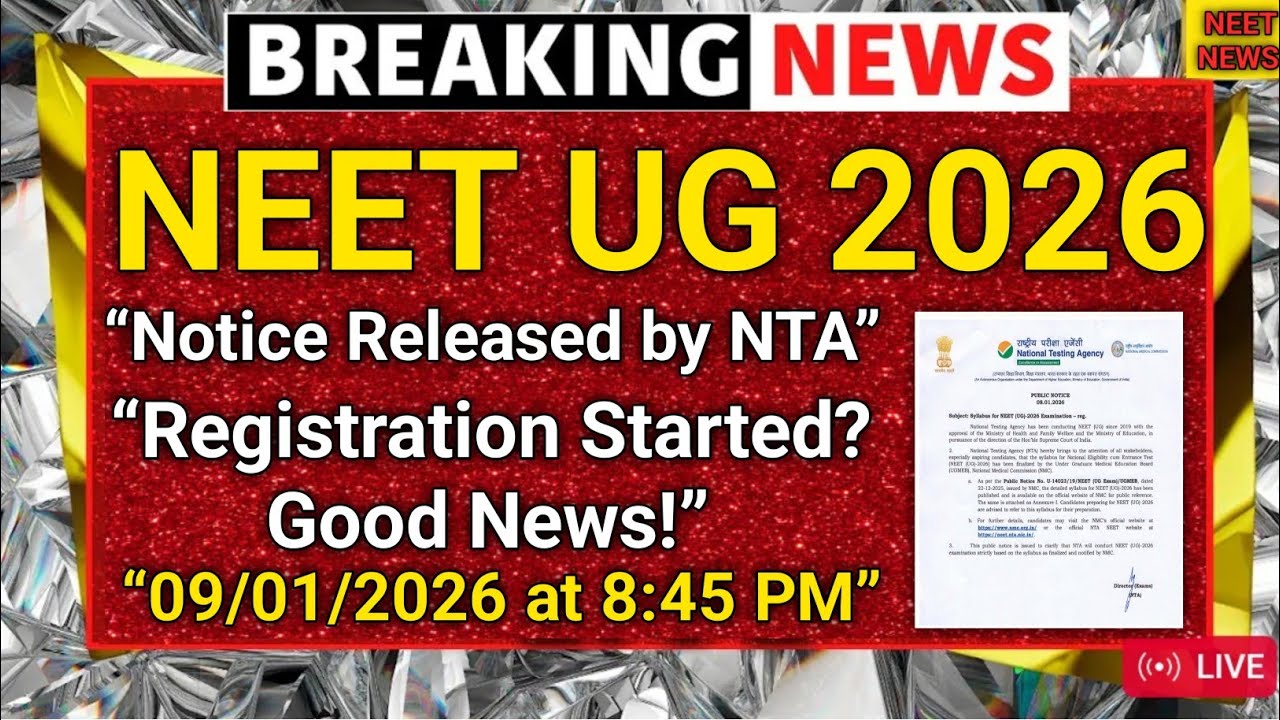 NEET UG 2026 Alert 🚨 Registration Started? Exam Date Out | NTA Notice Explained