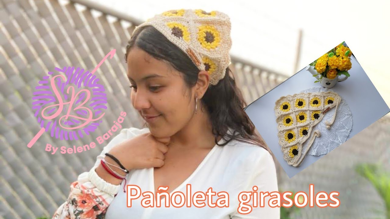 🧶 Pañoleta de Girasoles a Crochet 🌻 | Tutorial Paso a Paso Fácil y Bonito