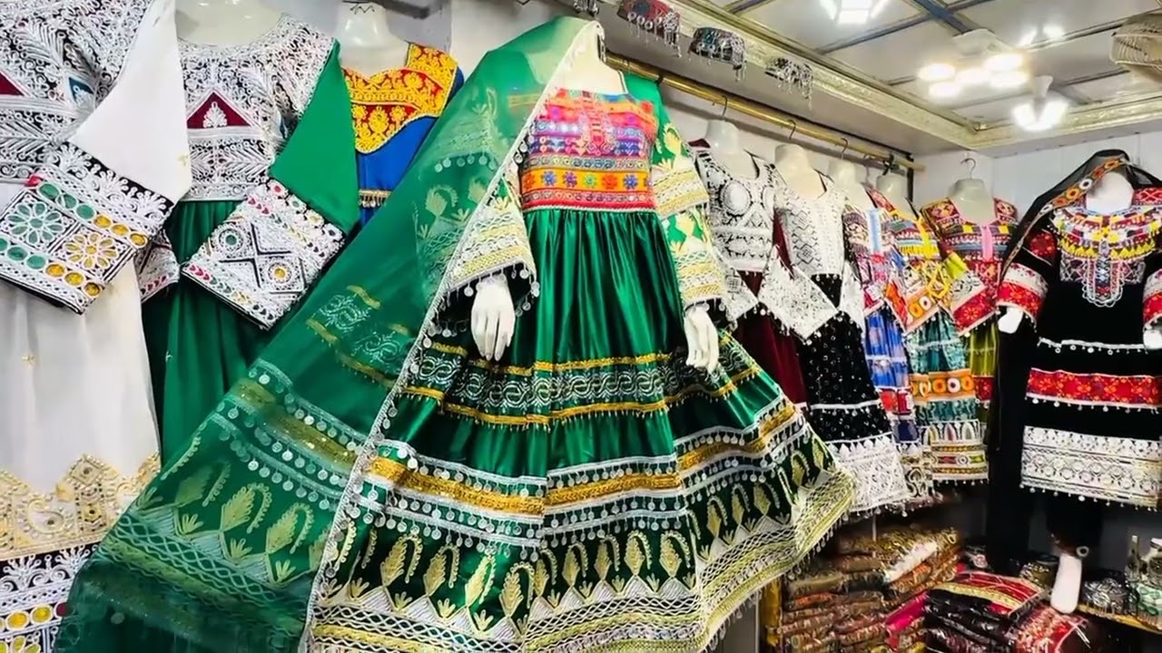 New design Afghani suti green colour Silk suit beautiful frack kuchi dress