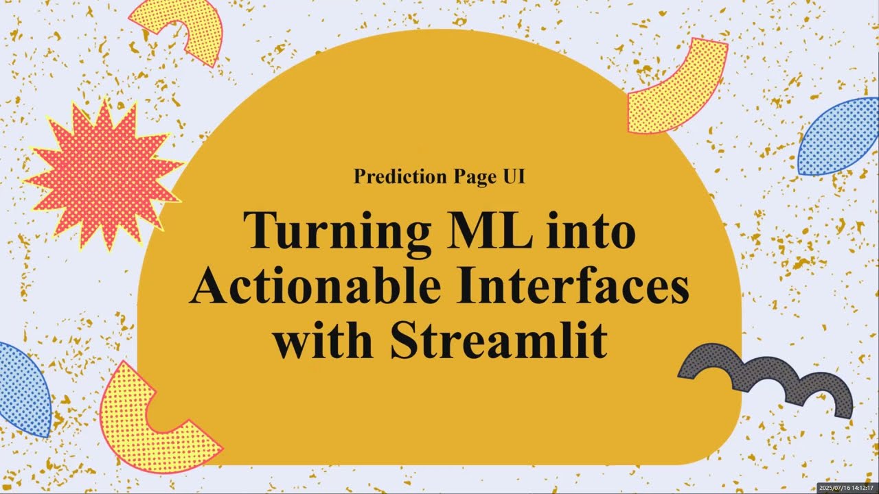 Day 8 Lecture🎯- Turning ML into Actionable Interfaces with Streamlit – Prediction Page UI