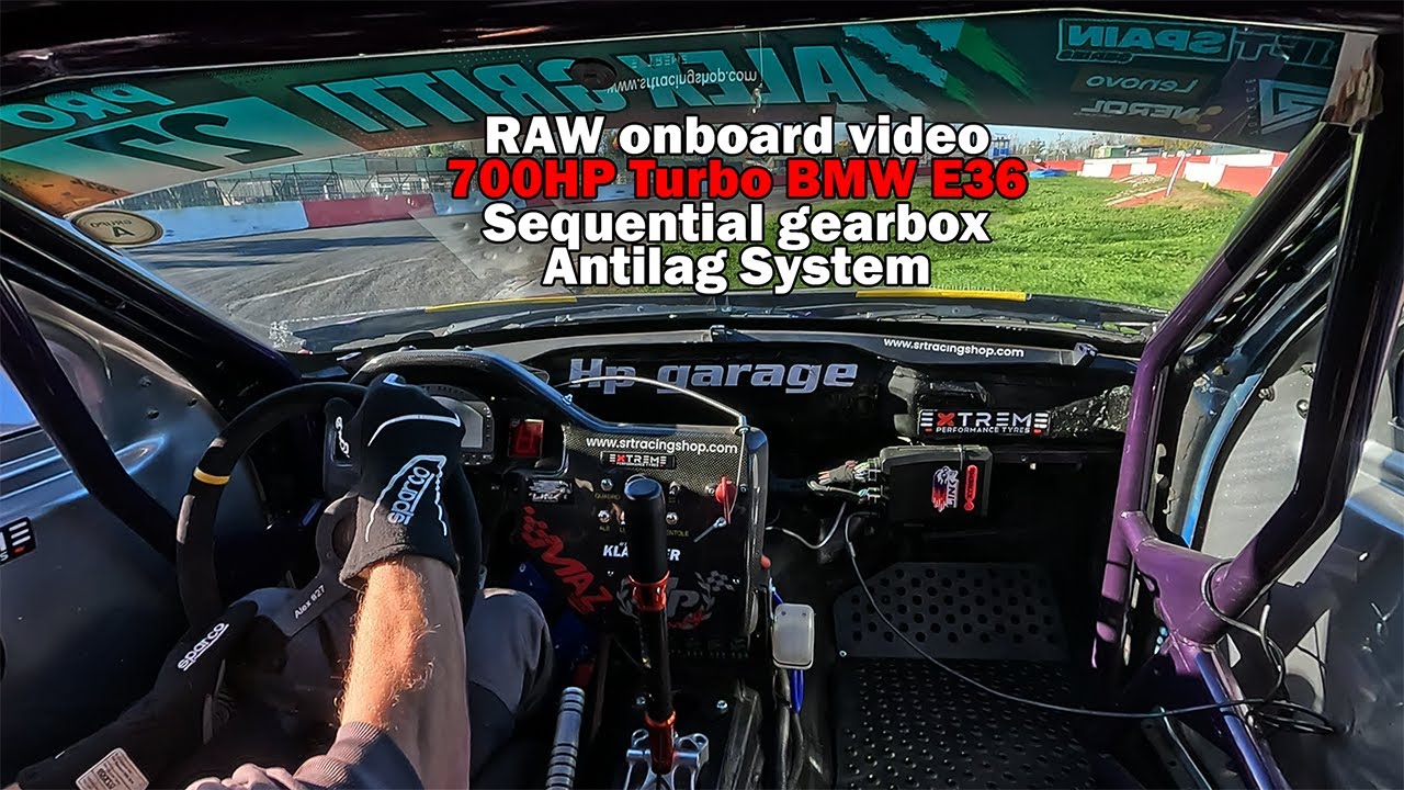 700HP Turbo E36 with Antilag & Sequential Gearbox - RAW Video Drifting Onboard