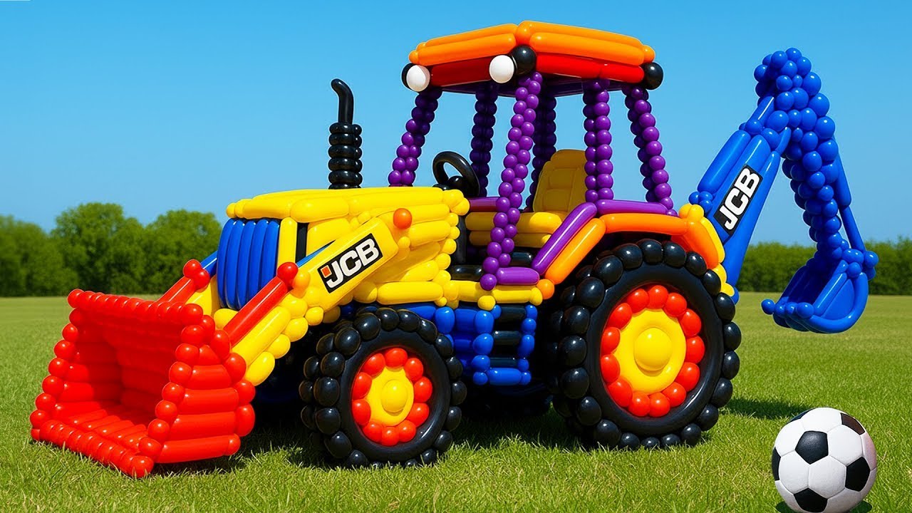 The mascot vibrator assistant JCB and Tractor placed on the football field i popular, co produced