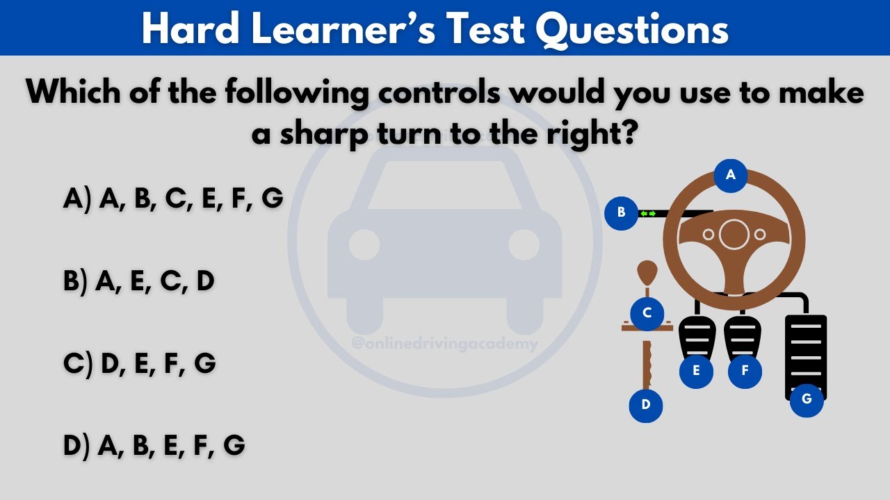 Vehicle Controls Test Questions | (LEARNER'S LICENCE TEST) -2024 | (Real Test)