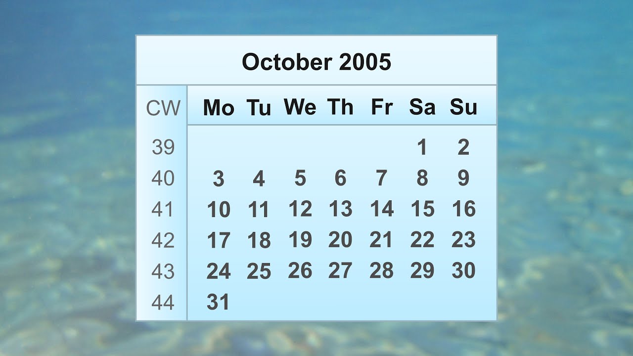 October 2005 Calendar