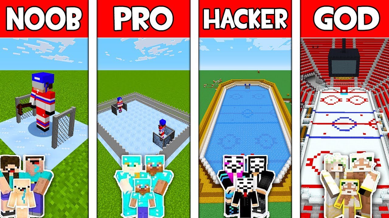 Minecraft NOOB vs PRO vs HACKER vs GOD: FAMILY HOCKEY ARENA in Minecraft Animation