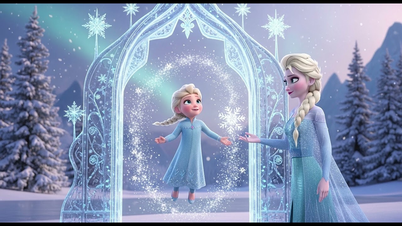 Enchanted Frosted Gate — Elsa and Daughter’s Winter Slumber ❄️✨💤