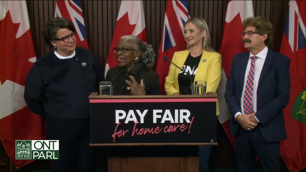 ONA Queen's Park Press Conference   Pay Fair for Home Care VON Bargaining
