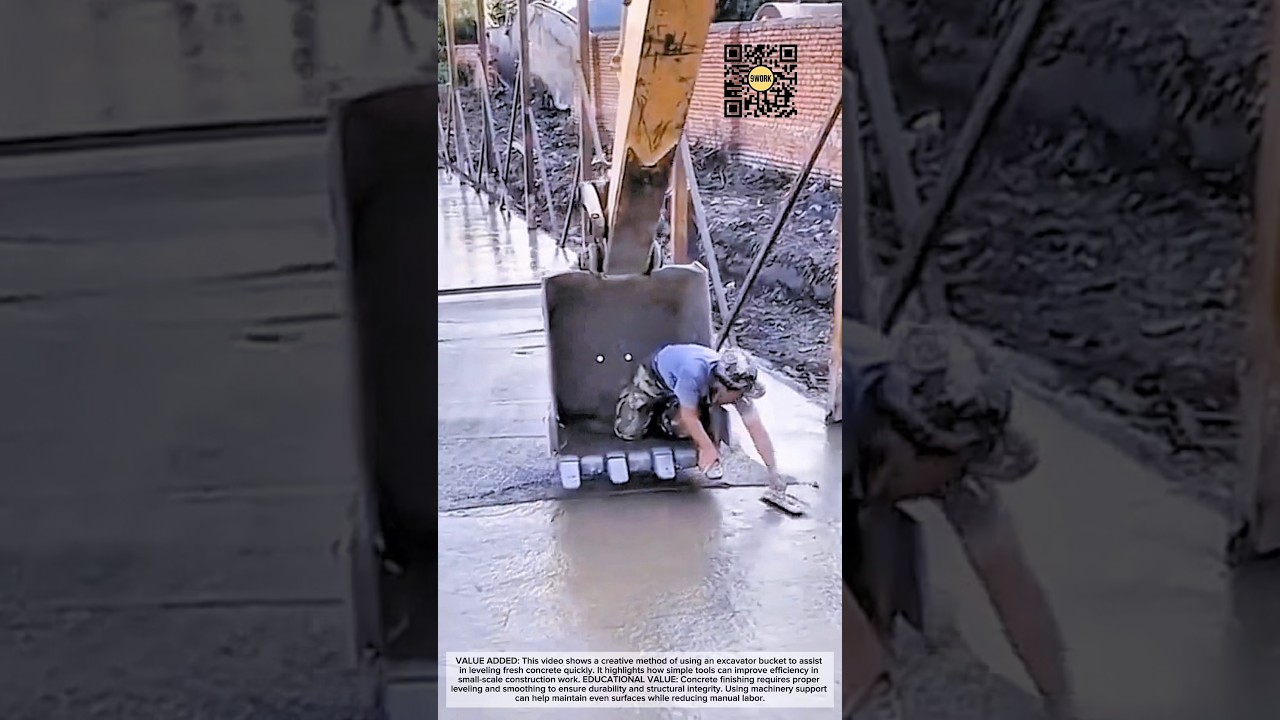 Excavator Bucket Finishing | Smart Concrete Leveling Technique #9work