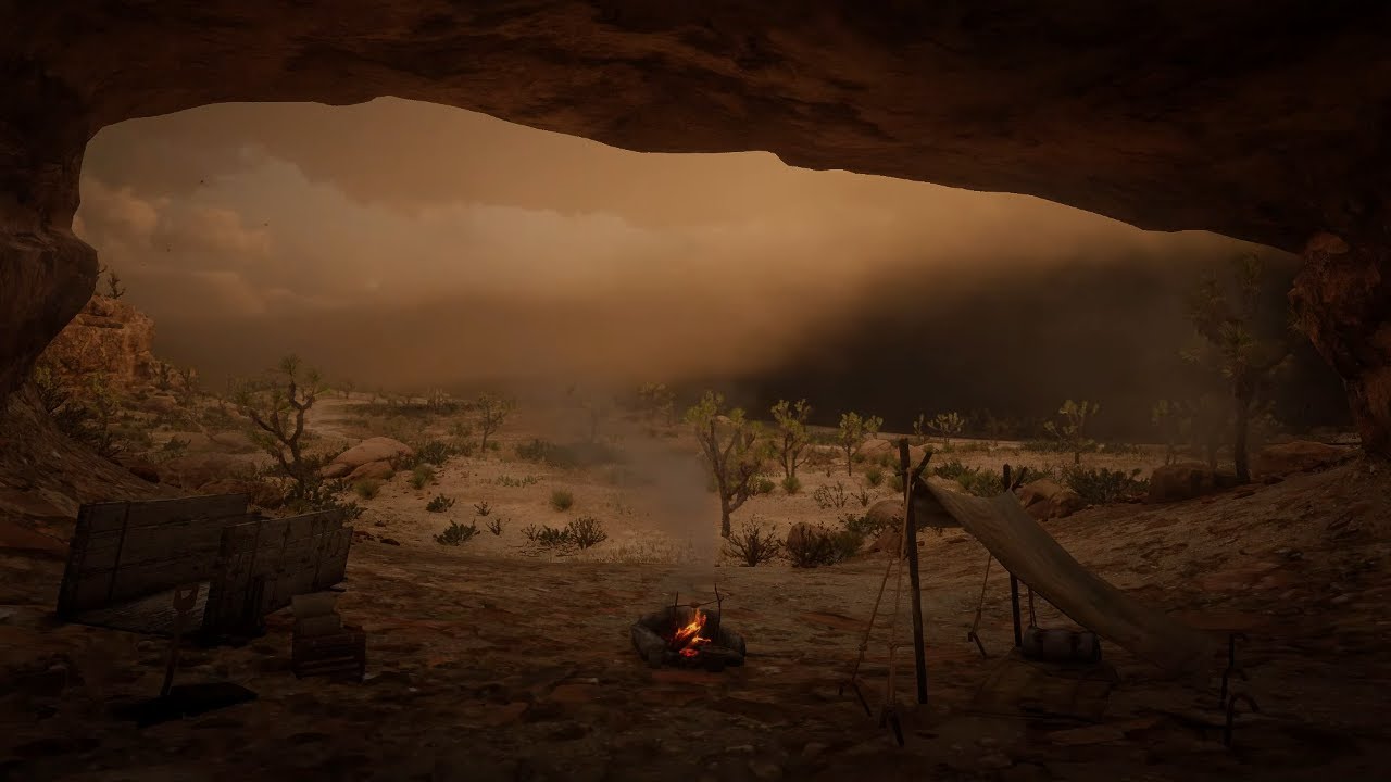 Shelter From The Sandstorm By A Campfire | RDR2 ASMR