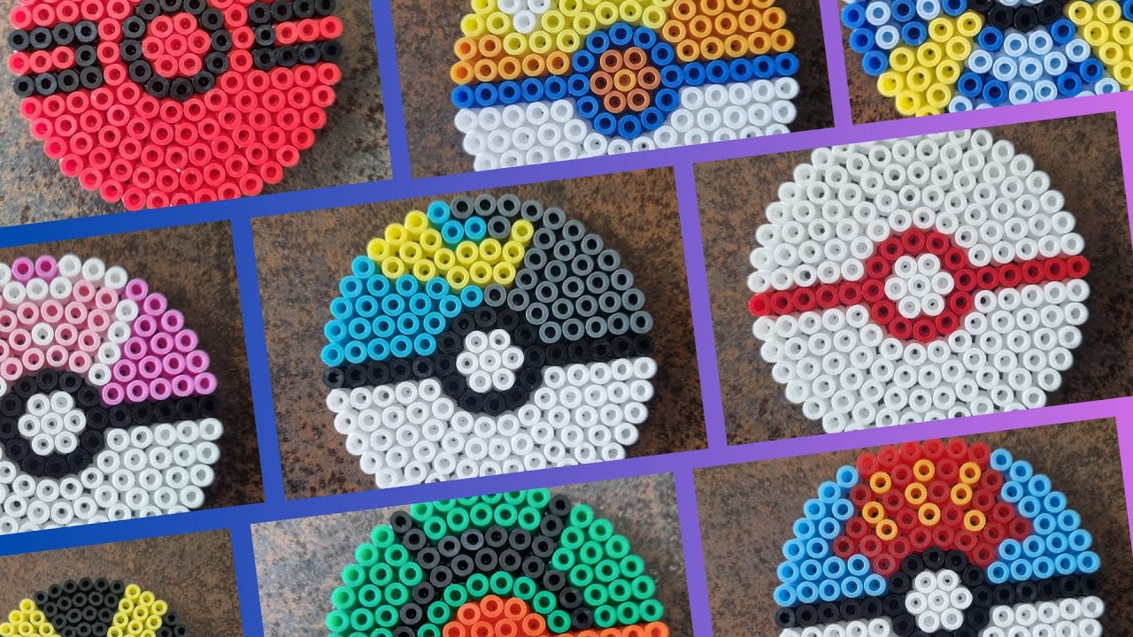 Compile des 28 Pokéballs en perle de hama
