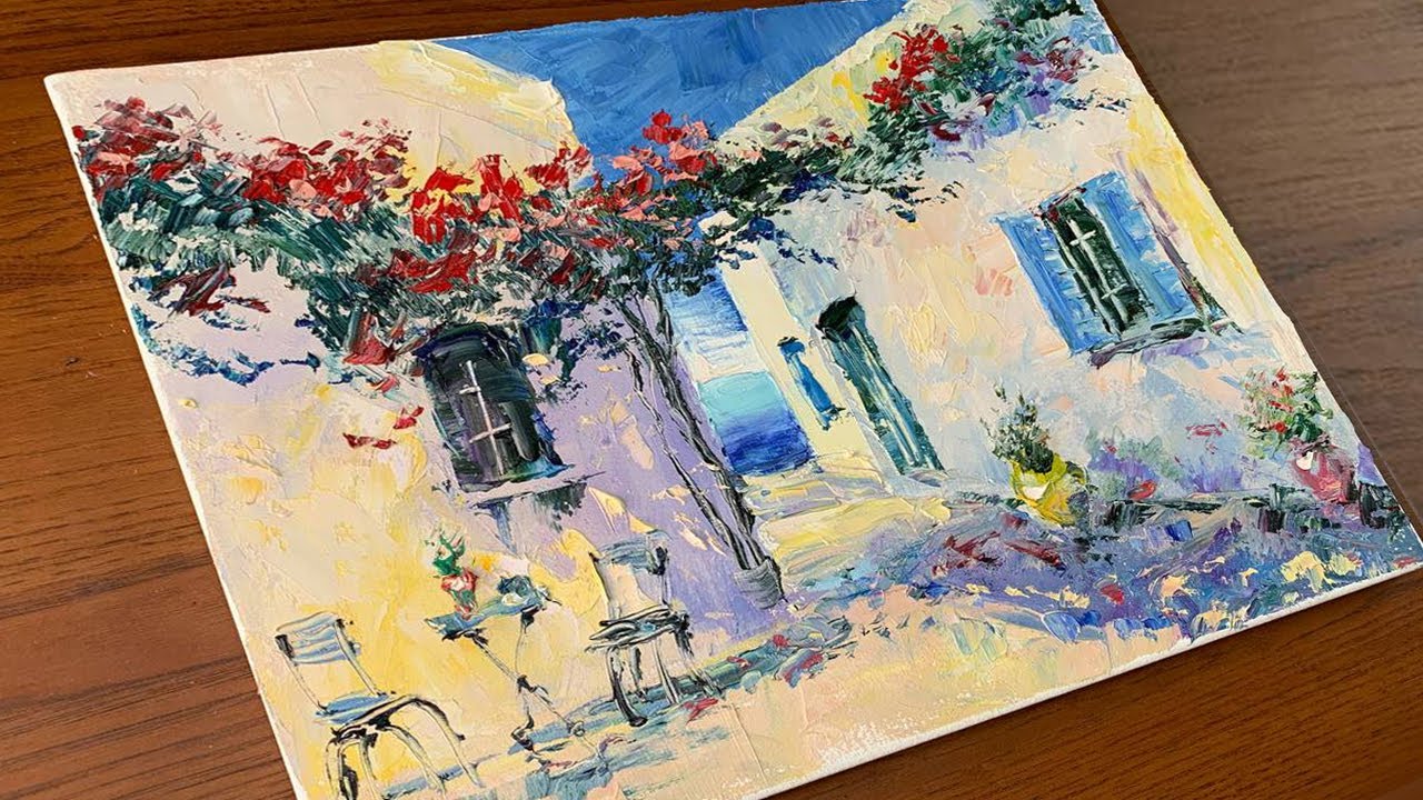 How to Draw Sicily City - Part 3 | Acrylic Painting With Palette Knife