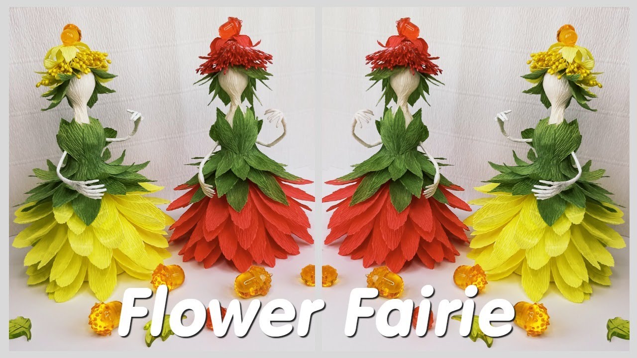 👸Самые Милые Цветочные Феи❤️ Flower Fairy doll from crepe pape. DIY. Master Class. Осенние поделки.