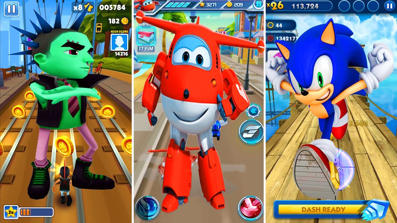 Subway Surfers vs Super Wings Jett Run vs Sonic Dash  Games for Android IOS