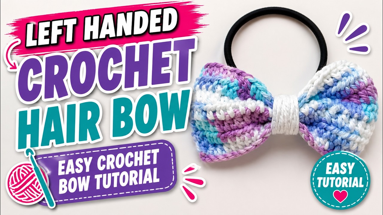 Crochet Hair Bow, Left Handed Crochet Bow