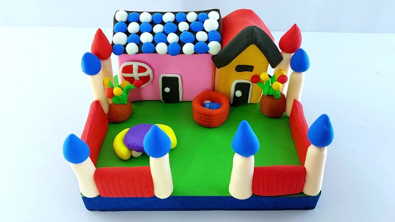 DIY How to Build House has Well and Flowers From polymer Clay | DIY miniature house