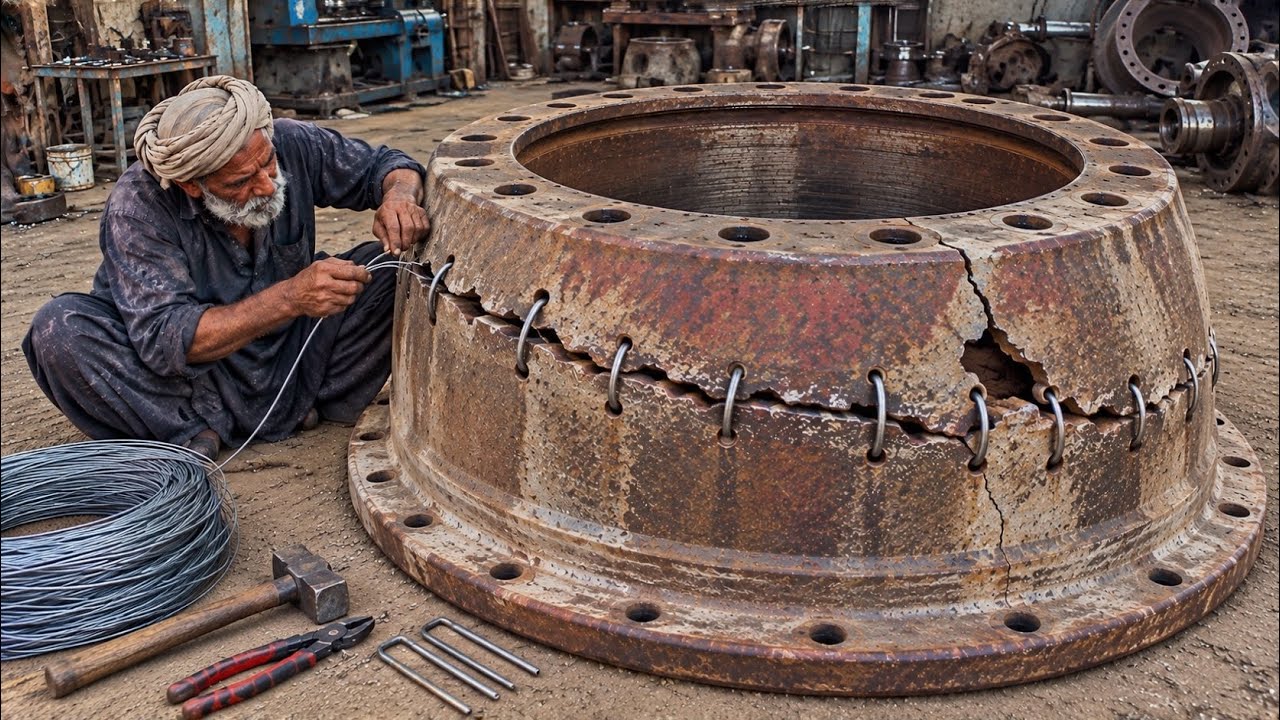 Completely Broken Truck Brake Drum Rebuilt Like New | Amazing Manufacturing Process