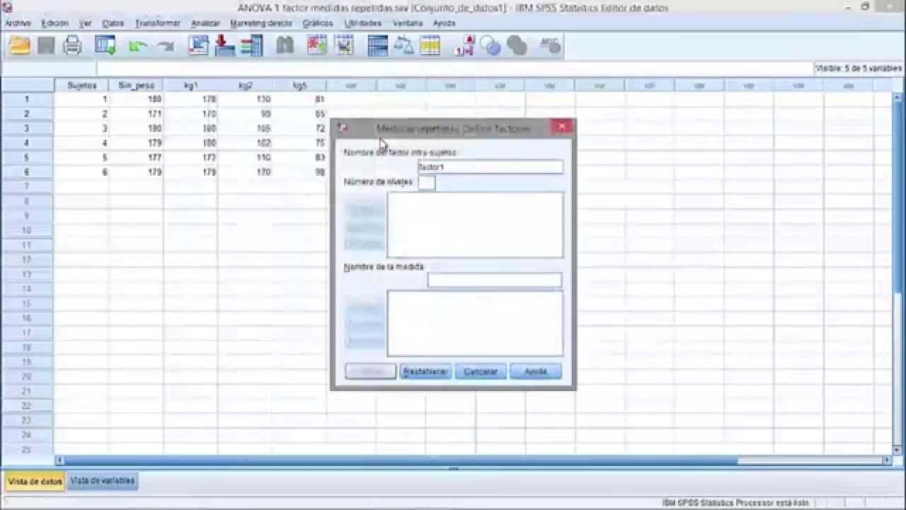 Ejecución prueba. ANOVA de un factor de medidas repetidas (Parte 4/6)