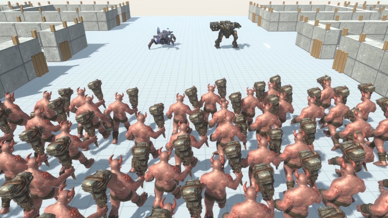 S.P.I.D.E.R. and B.O.S.S. vs 100 Infernals ARBS Animal Revolt Battle Simulator