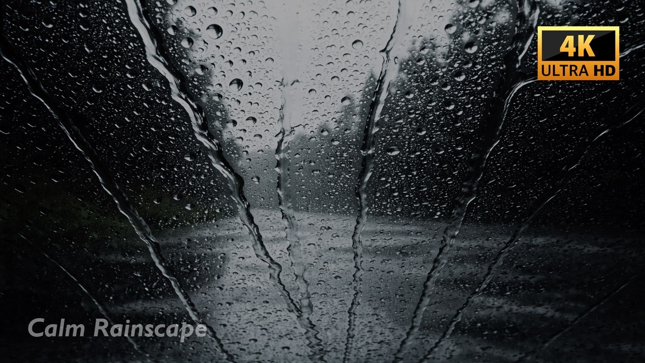 Rain Sounds for Sleep: Intense Heavy Rain on Car Windshield | Deep Focus Storm (4K)