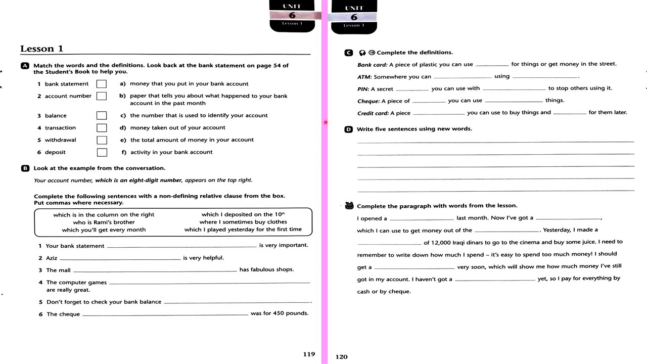 حل صفحة 119 نشاط انكليزي سادس اعدادي