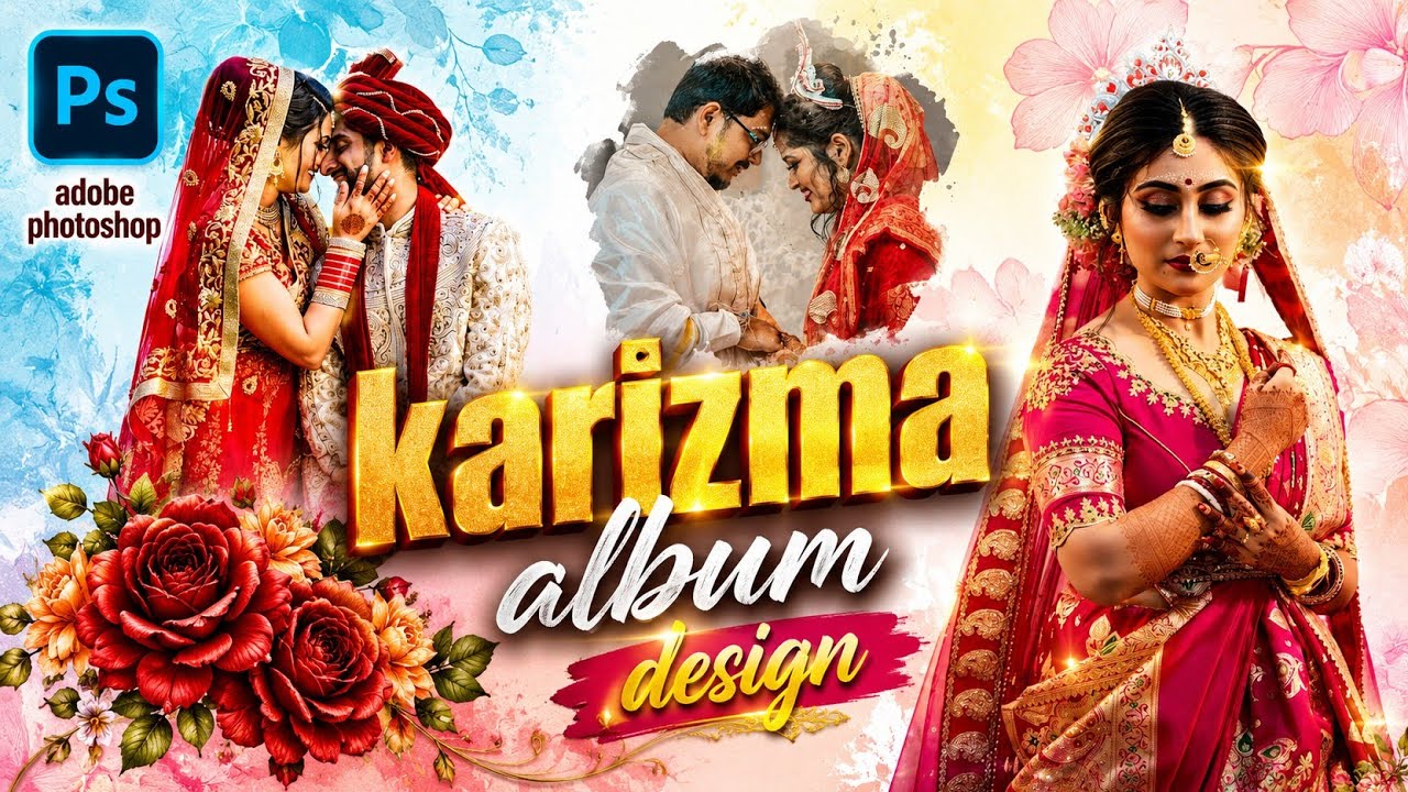 How to create karizma album cover page in adobe photoshop #trendingshorts #trending 