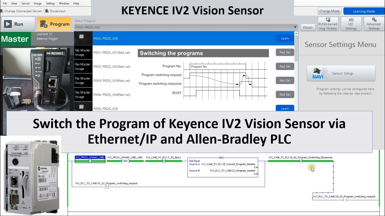 KI16. Программное переключение датчика зрения Keyence IV2 через EtherNet/IP и ПЛК Allen‑Bradley