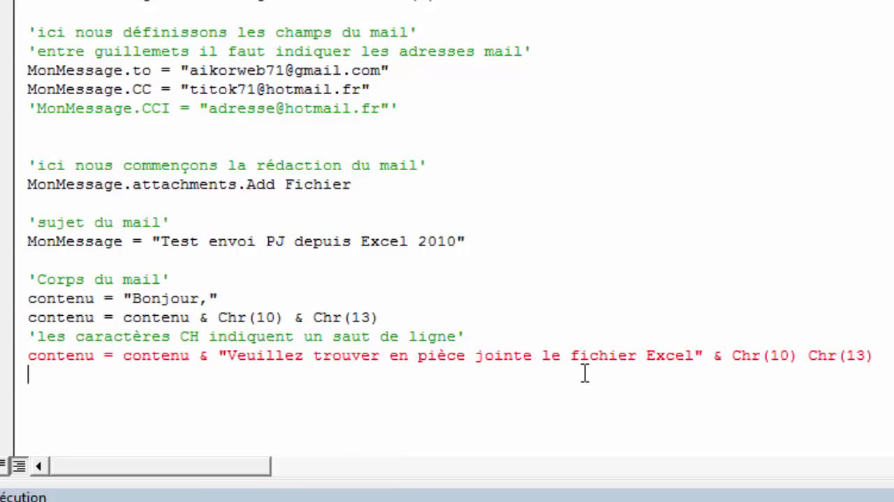 formation Excel VBA. Envoyer automatiquement un fichier Excel par mail depuis Excel