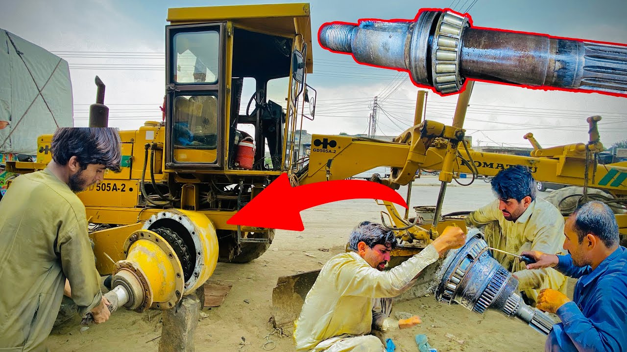 Remove A Bulldozer KOMATSU GD505-2 Seized Hub & Tyre Pin || Resized Bulldozer KOMATSU Hub & pin ||