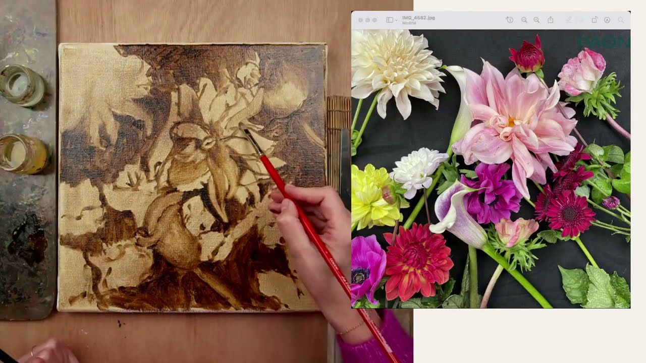 Peindre des fleurs à la peinture à l'huile - Partie 1
