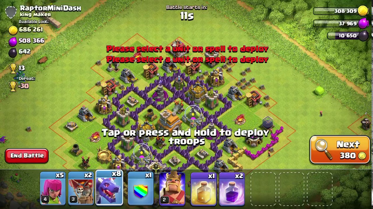 Clash of Clans TH 7 Dragon Balloon Rage Attack Strategy