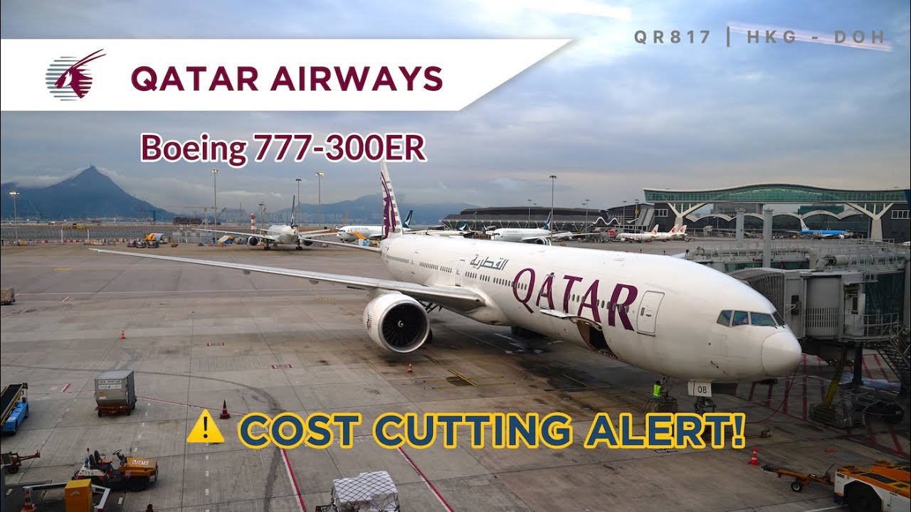 Cost Cut on hot meals 😲 | Qatar Airways Hong Kong to Doha B777-300ER  Economy (#76)